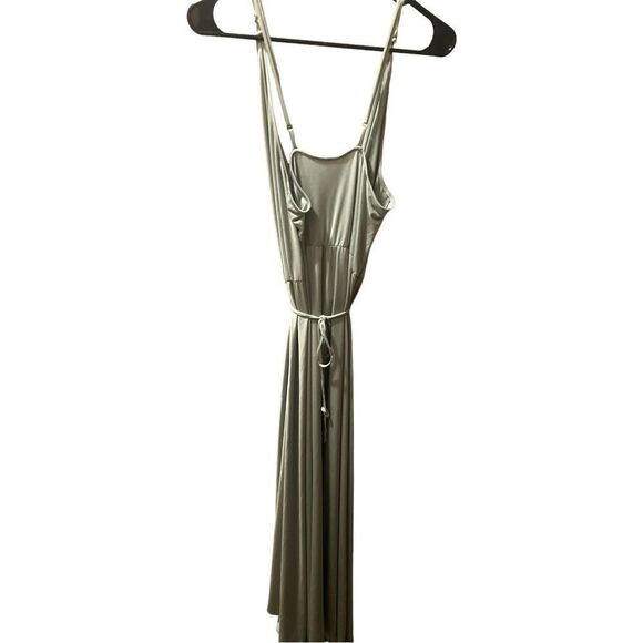 DISCOUNT SHIPPING! Twobirds Lily Pink Sleeveless Wrap Grecian Satin Bridesmaid - Picture 5 of 5